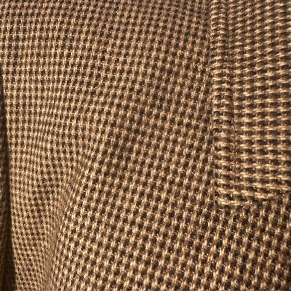 Ralph Lauren 100% Lambs Wool Zipper Jacket Size 12 Houndstooth Brown Black White - Picture 3 of 12